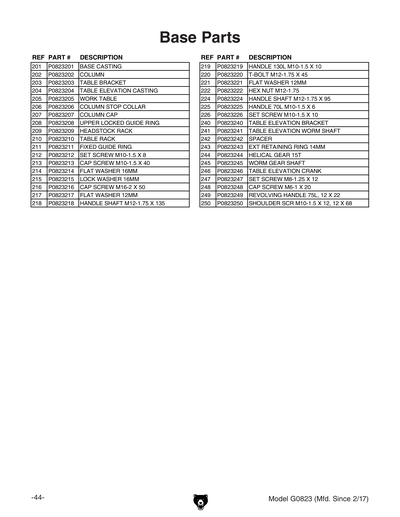 Part Diagram for G0823