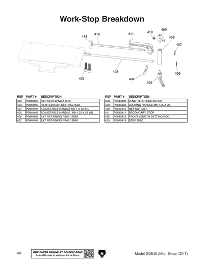 Part Diagram for G0840