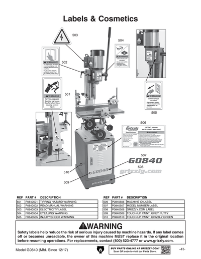 Part Diagram for G0840