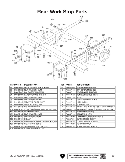 Part Diagram for G0845P