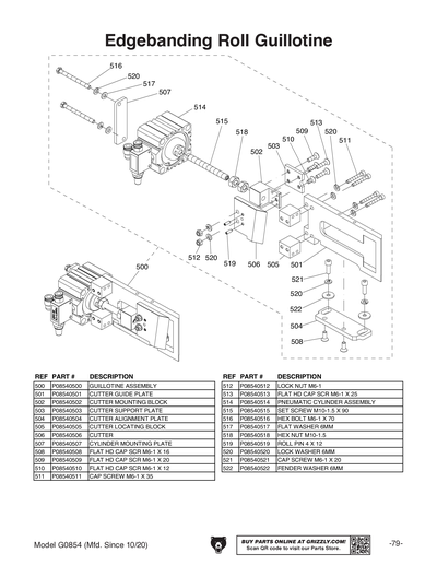 Parts for Compact Automatic Edgebander - Grizzly Industrial