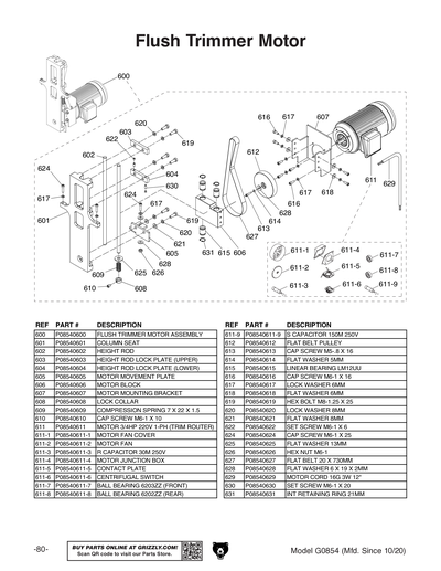 Part Diagram for G0854