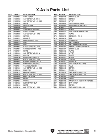 Part Diagram for G0884