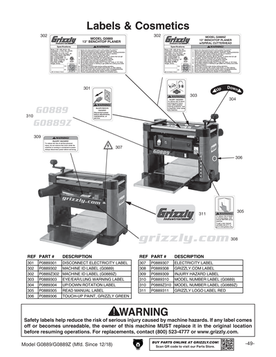 Part Diagram for G0889