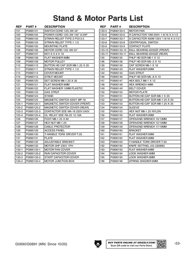 Part Diagram for G0890