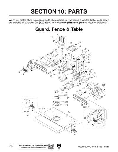 Parts for G0900 5 HP Deluxe Spindle Shaper - Grizzly Industrial, Inc.