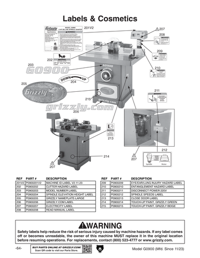 Part Diagram for G0900