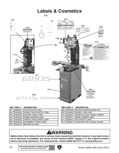Part Diagram for G0935