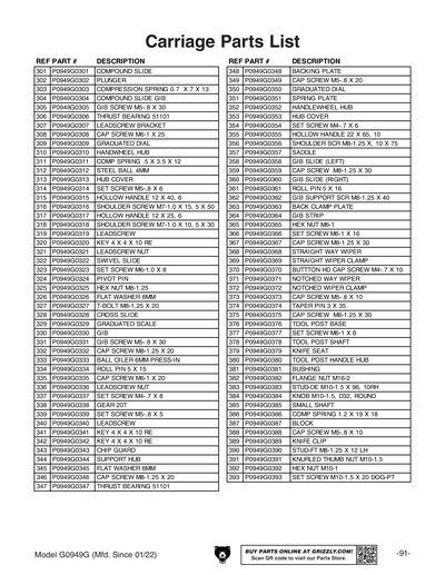 Part Diagram for G0949G