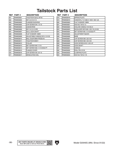 Part Diagram for G0949G