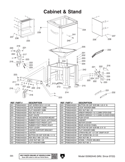 Part Diagram for G0962A40