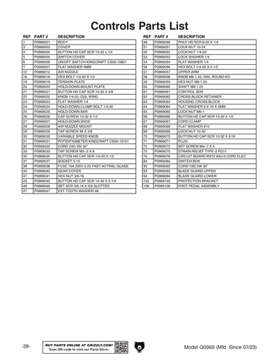 Part Diagram for G0969