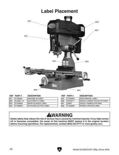 Part Diagram for G1006