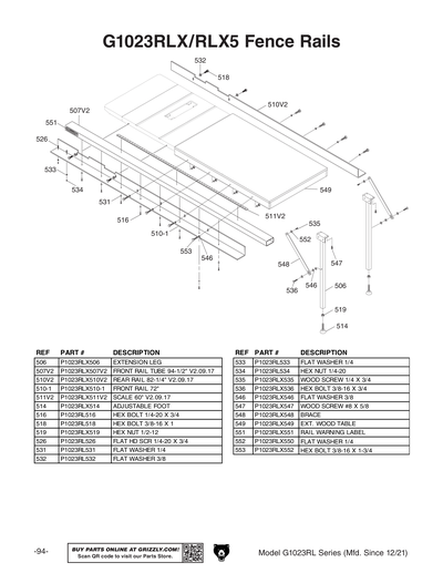 Part Diagram for G1023RLW