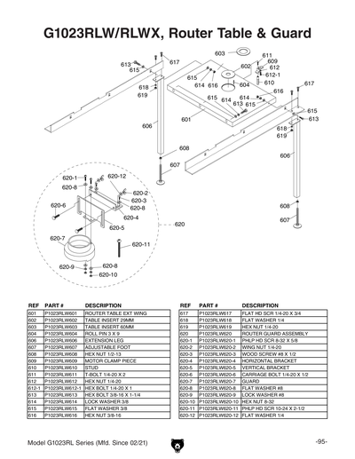 Part Diagram for G1023RLWX