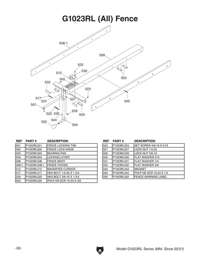 Part Diagram for G1023RLX5