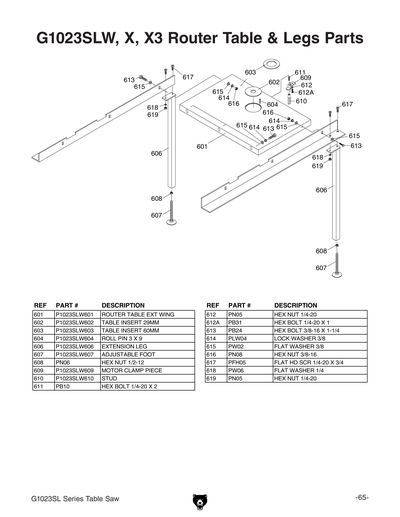 Part Diagram for G1023SL