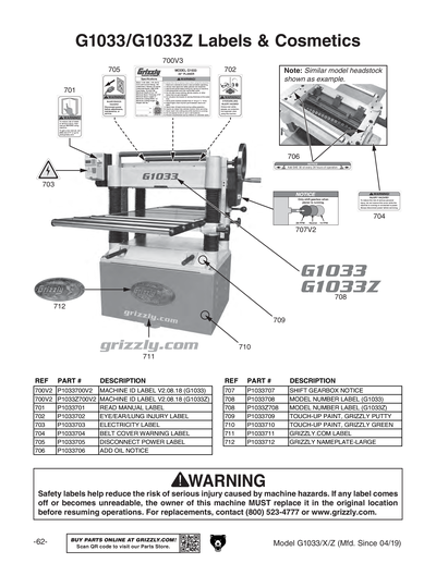 Part Diagram for G1033Z