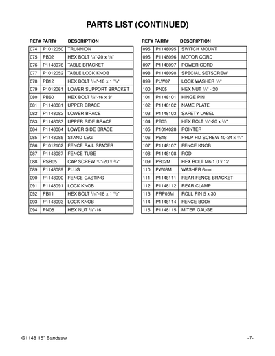 Part Diagram for G1148