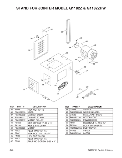 Parts for G1182Z 6