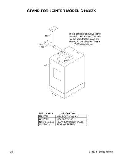 Parts for G1182ZX 6