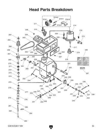 Parts for Horizontal / Vertical Mill - Grizzly Industrial, Inc.
