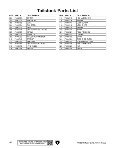 Part Diagram for G4003