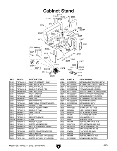 Parts for G9731 13