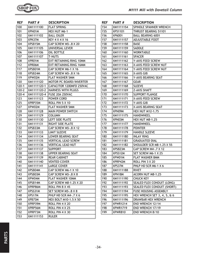 Parts for M1111 6