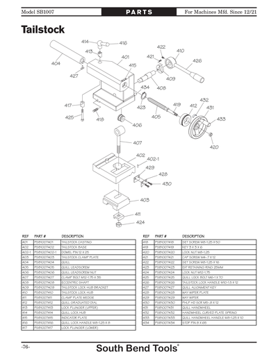 Part Diagram for SB1007