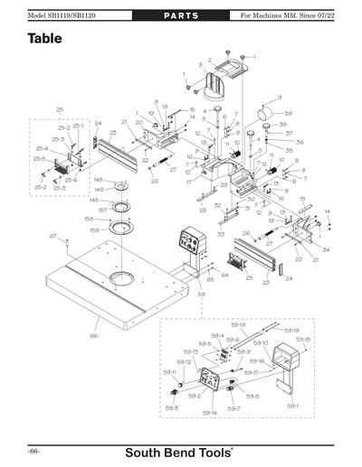 Parts for SB1119 3 HP Single-Phase Variable-Speed Spindle Shaper