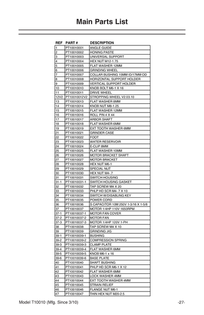 Part Diagram for T10010
