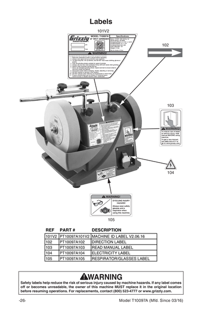 Parts for T10097A 8