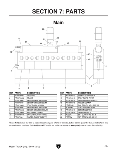 Part Diagram for T10726