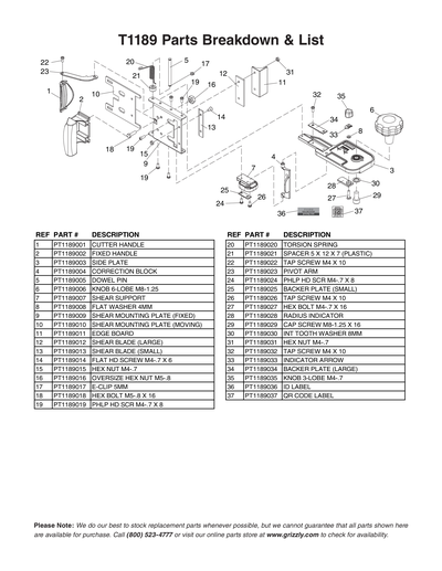 Part Diagram for T1189