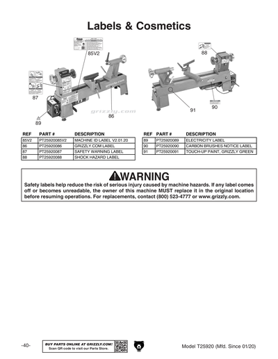 Parts for T25920 12