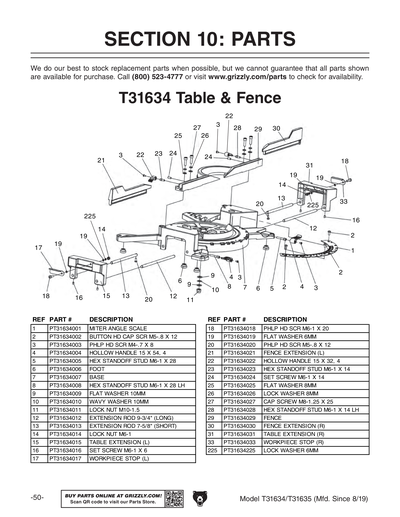 Part Diagram for T31634