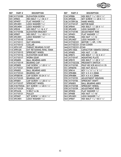 Part Diagram for W1710