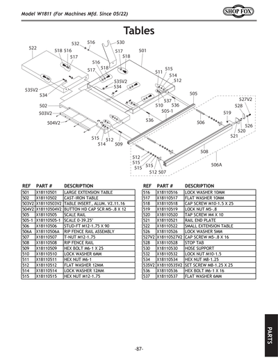 Part Diagram for W1811