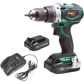 Grizzly PRO 20V Hammer Drill Kit with 2 Batteries and Charger