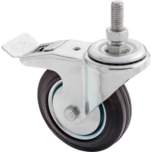 Image for Steelex D2547 - 4" Black Rubber Swivel Caster w/ Brake, Threaded