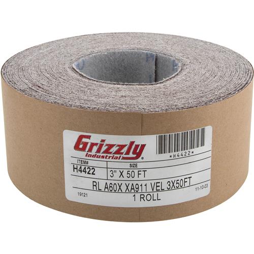 Image for Grizzly H4422 - 3" x 50' A/O Sanding Roll 60 Grit, H&L