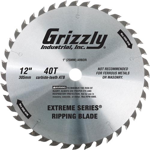 Image for Grizzly T26700 - 12" x 1" 40t ATB Ripping Blade
