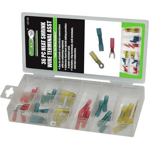 Image for GRIP T32415 - Heat Shrink Wire Terminal Assortment, 36 Pc.