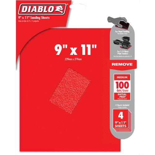 Image for Diablo T33568 - 9" x 11" 100-Grit (Medium) Sanding Sheet 4 Pk