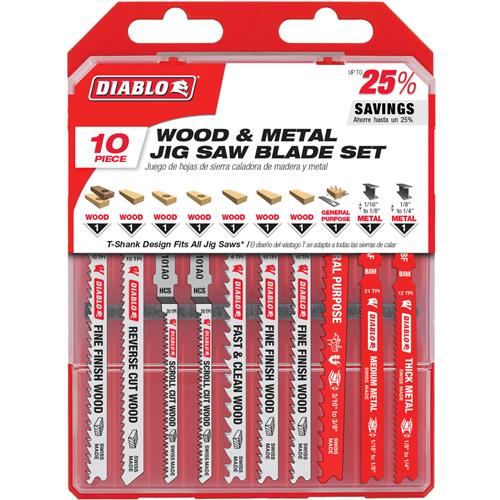 Image for Diablo T33798 - Assortment of Jigsaw Blades, 10 Pk.