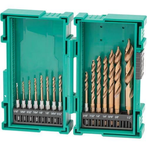 Image for Grizzly PRO T34016 - 15-Pc. M35 Cobalt Step Point Drill Bit Set