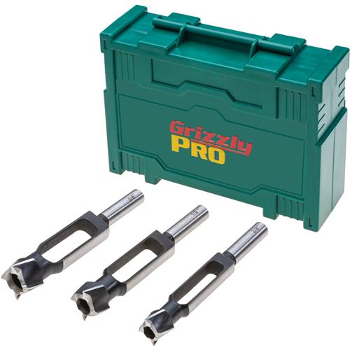 Image for Grizzly PRO T34240 - Tenon/Plug Cutter 3-Pc. Set - 3/8", 1/2", 5/8"