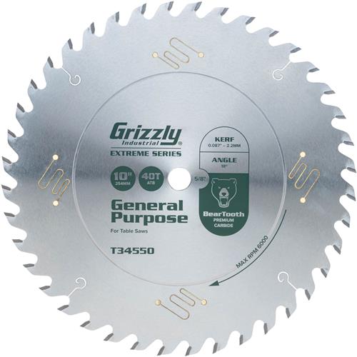 Image for Grizzly T34550 - 10" x 5/8" 40T ATB Extreme Series Thin Kerf Combination Saw Blade
