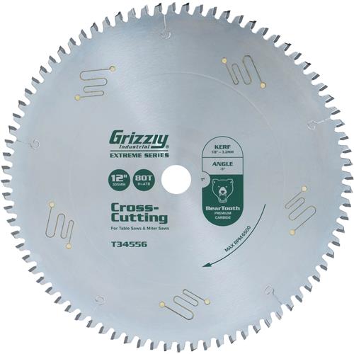 Image for Grizzly T34556 - 12" x 1" 80T ATBR Extreme Series Crosscut Saw Blade